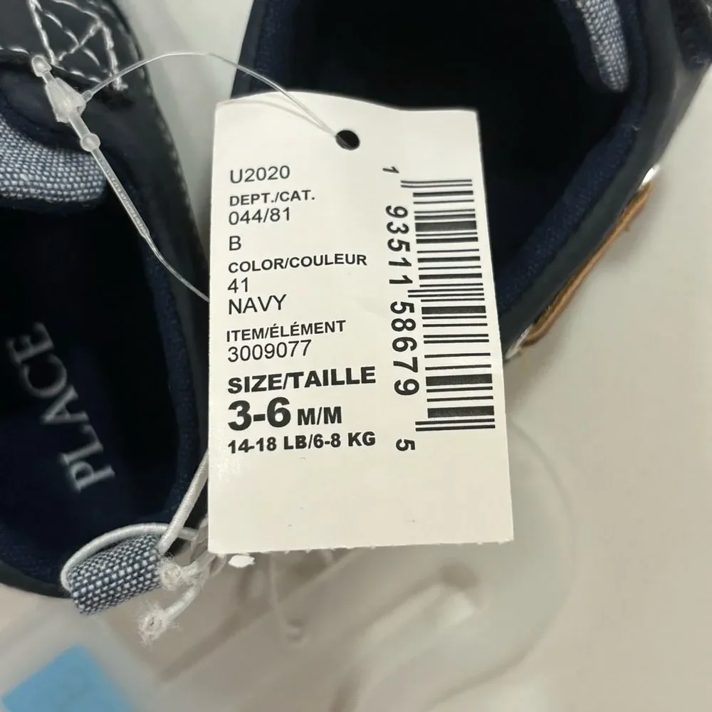 NWT • Children’s Place Baby Boys Chambray Boat Shoes • size 3-6 months